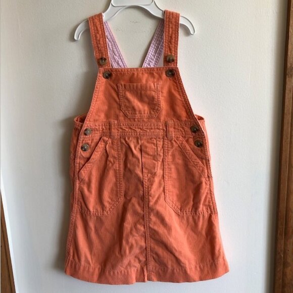 RALPH LAUREN Corduroy Orange Pink Overall Jumper Dress 4 - Picture 1 of 16